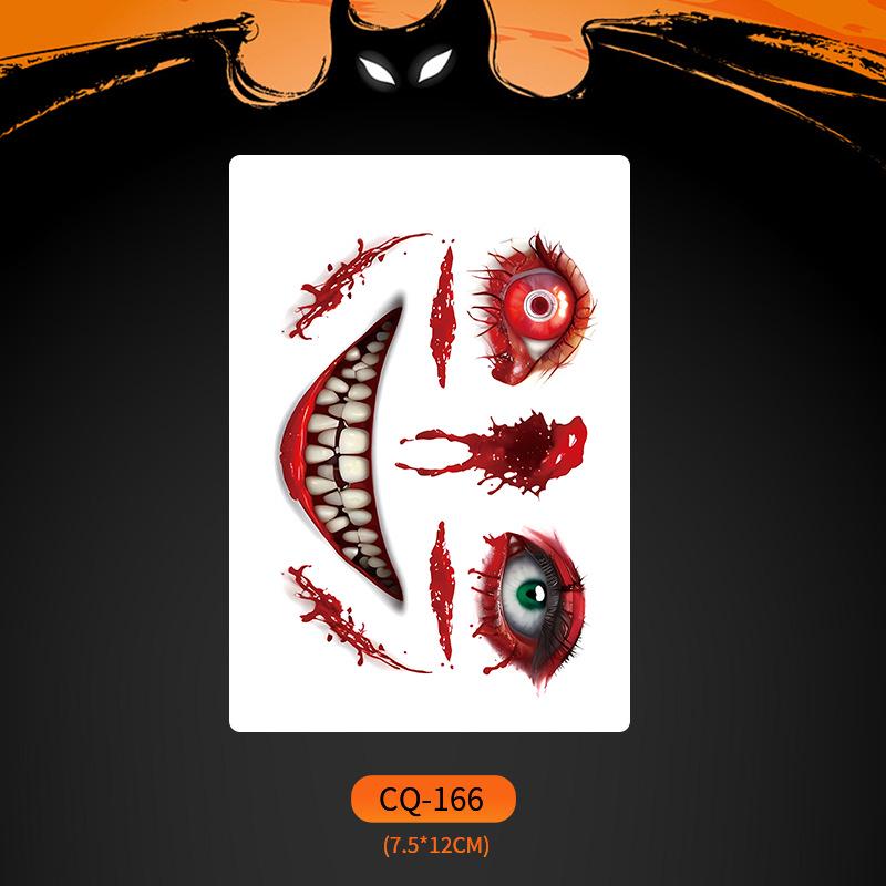 2024 Новые Хэллоуин Страшные Наклейки Татуировки Лица с Большим Ртом - Смешные, Водонепроницаемые, Цветной Вечерний Макияж