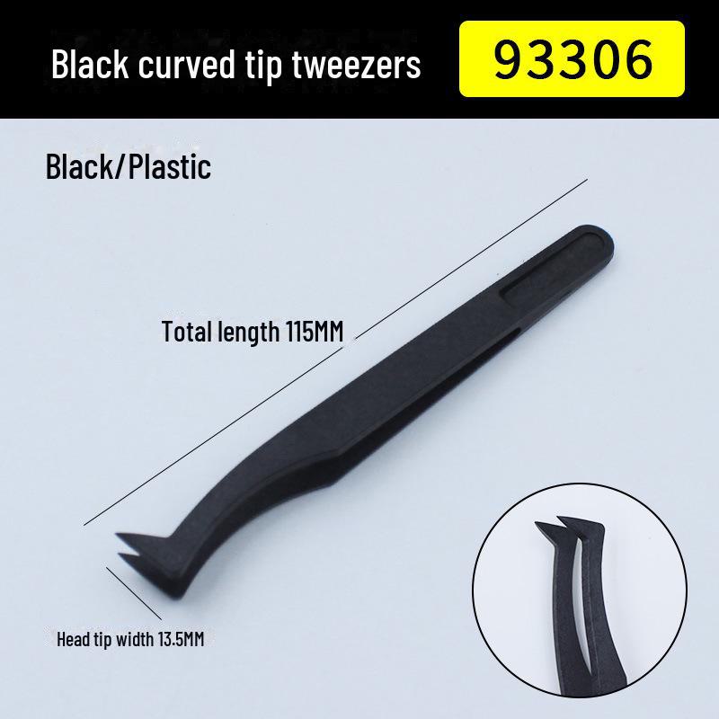 Набор антистатических пинцетов из углеродного волокна: Черный пластик, заостренные, плоские, угловые и круглые головки