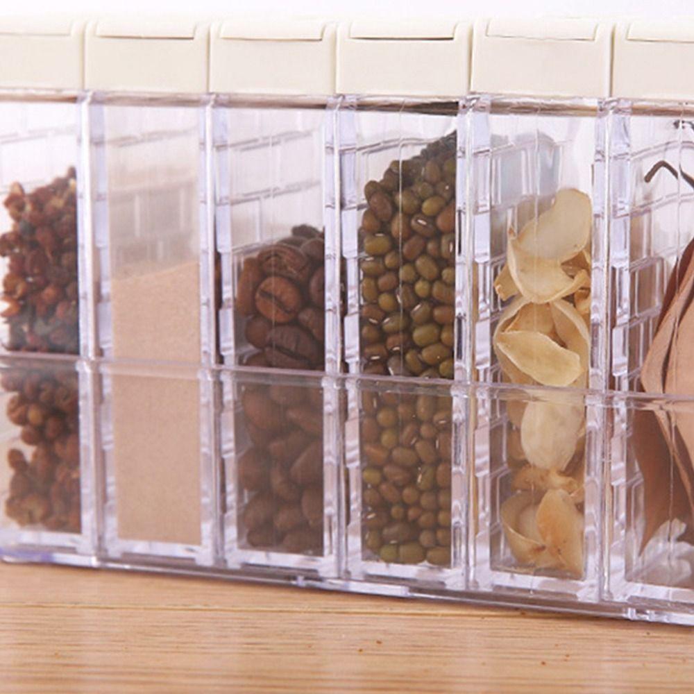 6Pcs/Set Double Opening Cover Spices Container Set Plastic Spice Canister Set Seasoning Bottle BBQ