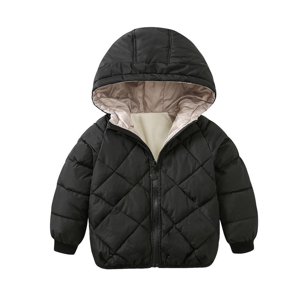 Autumn and Winter Children's Cotton Padded Clothes for Boys and Girls Cotton Padded Clothes for Neutral Velvet Warm Coat for Children Diamond Plaid