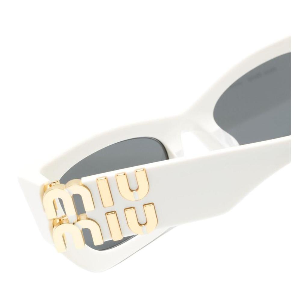 Miu Miu Side Logo Text Irregular Shape Sunglasses Women sunglasses White 0MU09WS1425S053
