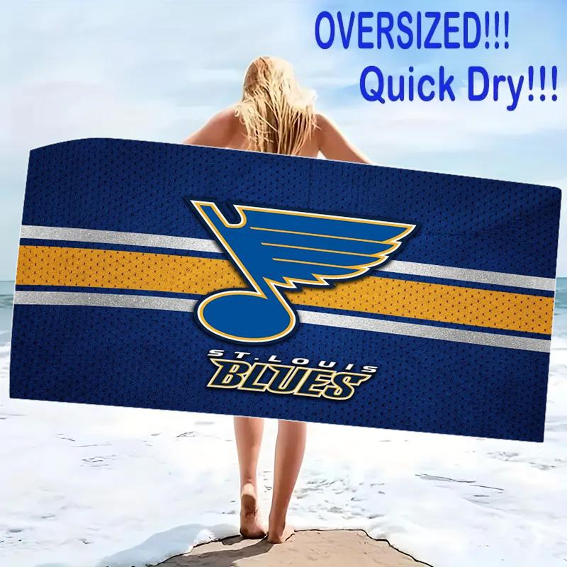 St. Louis Blues Print Beach Towel, Large Soft Quick Dry Towel for Beach Camping Swimming