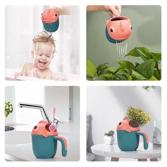 Baby Bath Rinse Cup for Rinsing Hair And Body with Easy Grip Handle Cartoon Animal Shape Soothing Water Flow Rain Shower Bath Toy for Kids
