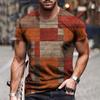 Summer 3D Printing T-Shirt for Men Simple Check Stripe Pattern Cool Breathable Short Sleeves Trendy Casual Tshirt Oversized Top