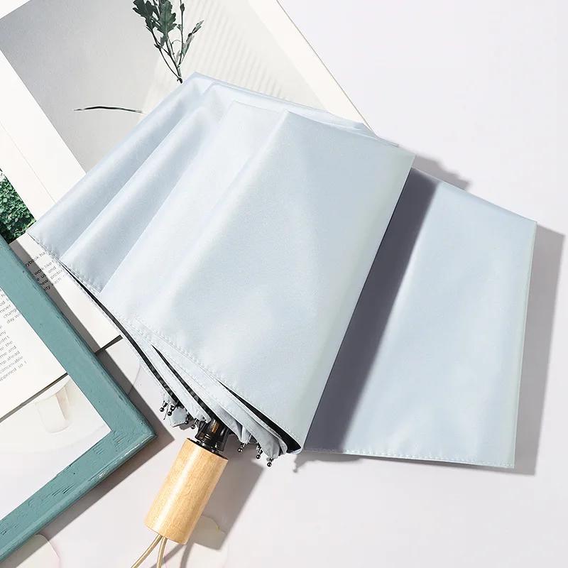 Ручной Виниловый Загар Устойчивый к УФ Лучам Складной Солнечный ЗОНТ, Ретро Ветроустойчивый, Водоотталкивающее Покрытие, Солнце и Дождь Женский