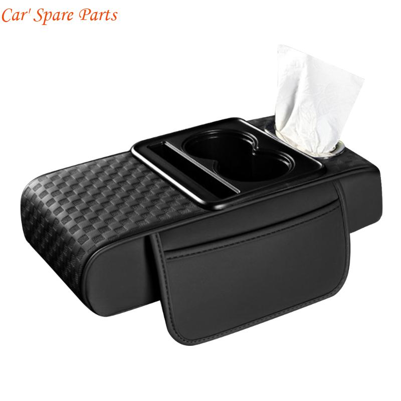 Y4UA Car Armrest Box Thicken Heighten Pad with Tissue Cup Holder Armrest Cushion