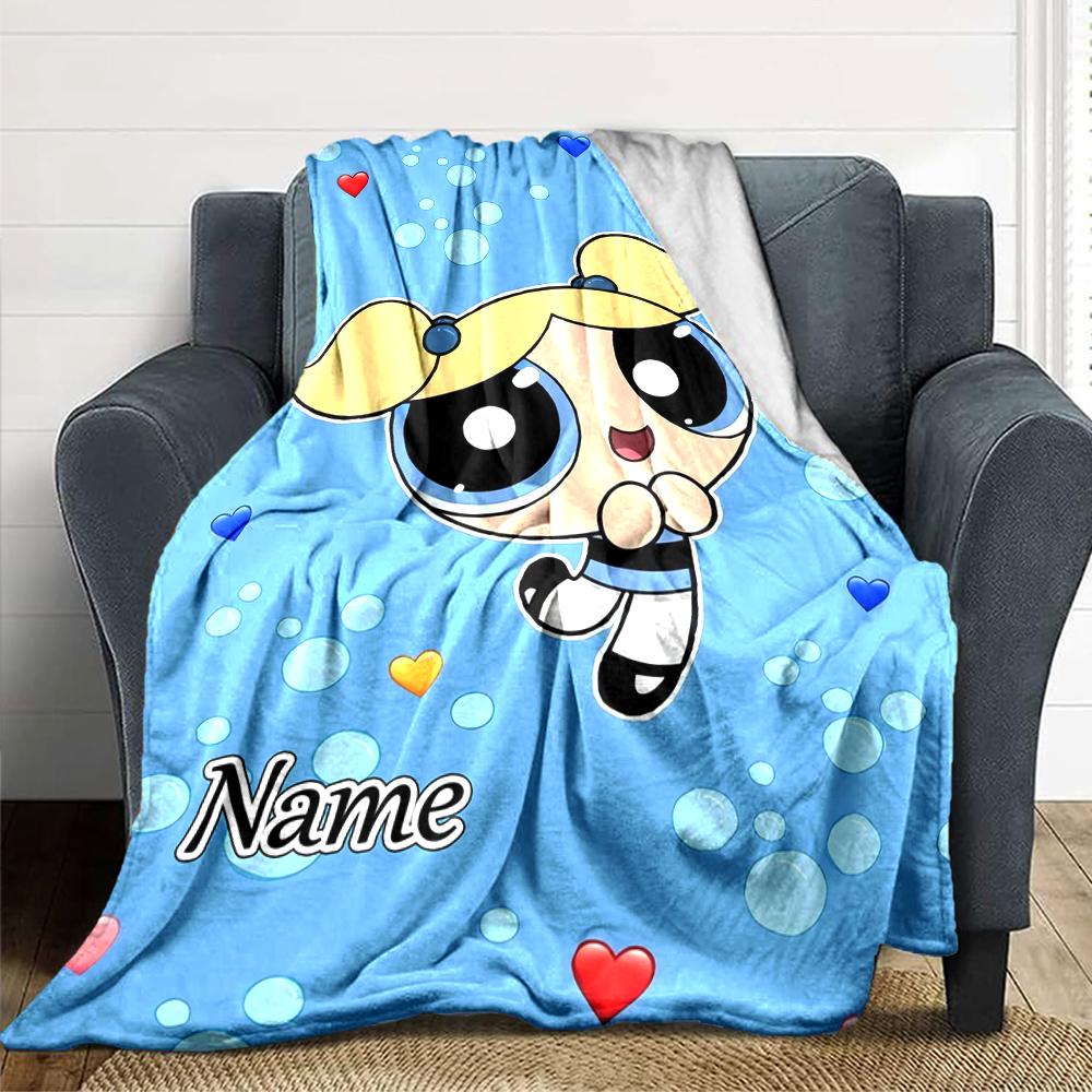 Custom Name Powerpuff Girls Party Blanket For Couch Bed Plush Cozy Fuzzy Blanket Super Soft Warm Blankets For Fall And Winter 0916295
