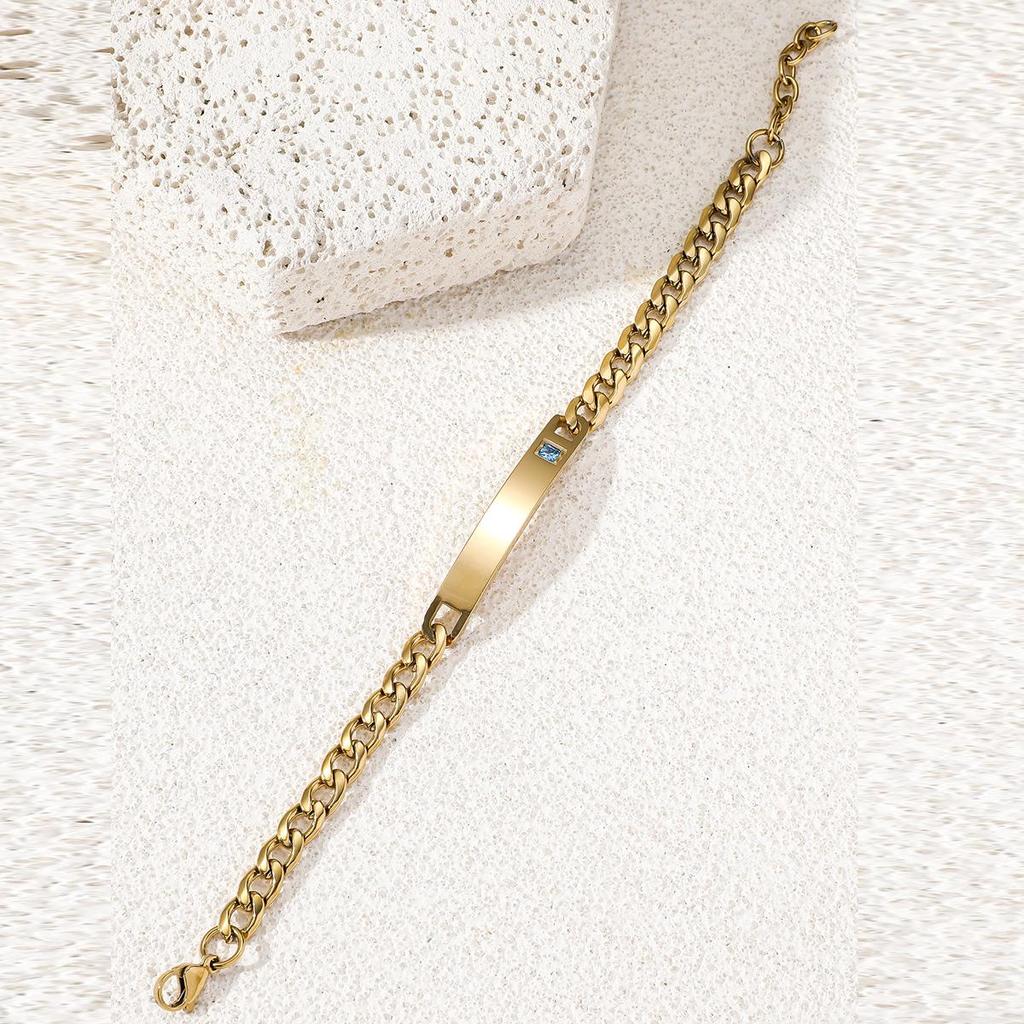 Браслет для пары из титановой стали с гравировкой, сердце с короной и цирконием - Подарок на День святого Валентина