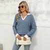Spring Autumn Long Sleeve Lapel Fake Two Piece Pit Women Pullover T Shirt Blouse Top