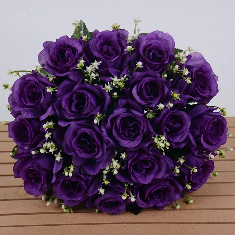 18 Head Valentine's Day Flowers Mini Natural Simulated Rose Crystal Grass Bouquet  Home Decorative