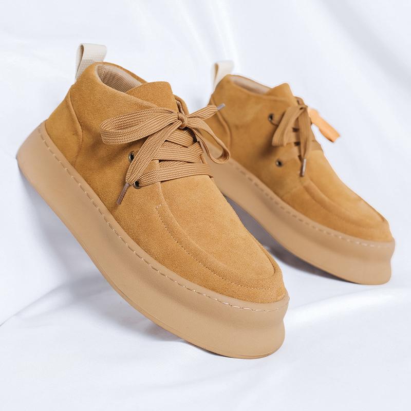 Fashion 2025 New European And American Thick Sole Men Leisure Leather Shoes Round Toe Lace Up Outdoor Shoes Genuine Leather Oxford Shoes