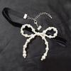 Fashionable Bowknot Necklace Jewelry Exquisite Pearls Bowknot Necklace Neckchain Charm for Women's Jewelry Collection