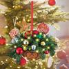 Wooden Mini Artificial Hanging 2D Flower Basket Pine Branch Pinecone Xmas Tree Ornament Christmas Pendant Decoration 2024