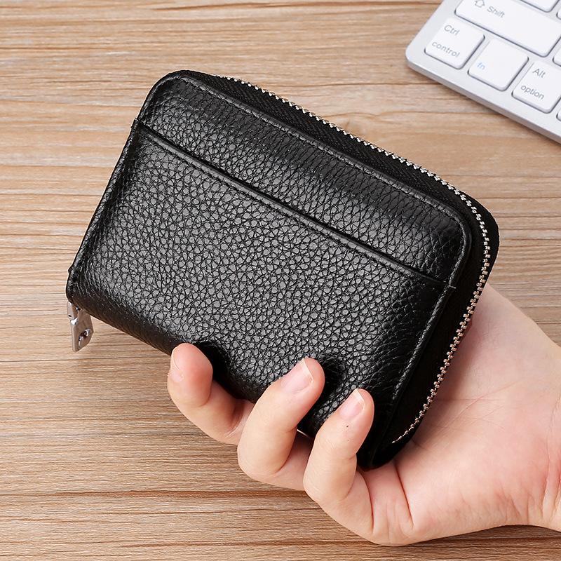 Card Bag Cow Leather Cardholder Wallet and Card Holder Card Case ID Bag Zipper Multi Card Credit Card Coin Purse