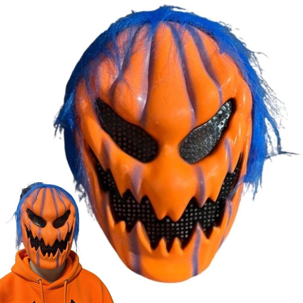 Orange Halloween Pumpkin Mask Creativity Pumpkin Full Face Mask Halloween Cosplay Mask  Unisex