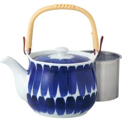 Фаянсовая посуда Hasami, узор щетки 4, нержавеющая сталь, емкость для чая, сделано в Японии, 14838, чайник, нет. (супер сталь, фильтр), приблизительно. 600мл,