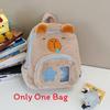 Plush Capybara Cartoon Backpack With Front Pouch For Teen School Travel