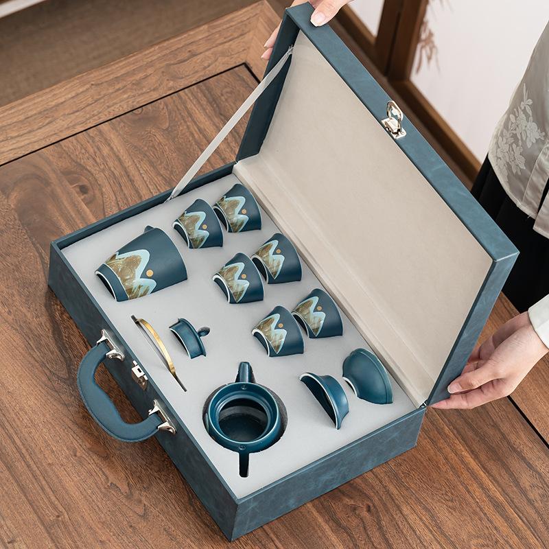 Циншань ретро портативный набор для кунг-фу чая, подарочная коробка высокого класса, бытовой портативный чайный набор, поощрение и память