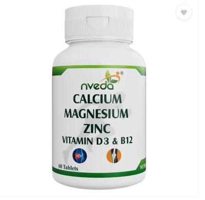 Nveda Кальций 1000 мг с витамином D3, магнием, цинком и витамином B12 для здоровья костей  (60 Нет)