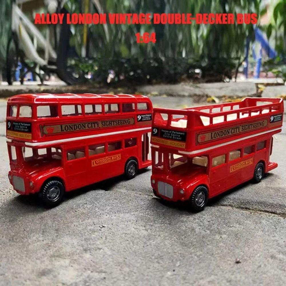 Double Decker Bus Car Model Simulation Pull Back Vehicle Travel Bus Model Children Gift