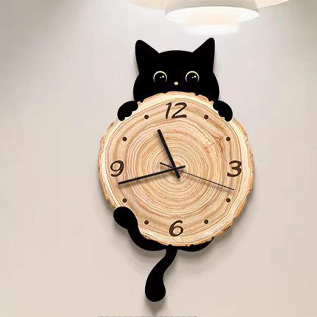Кошка настенные часы орнамент декоративные большие арабские цифры декор подвесной для школы