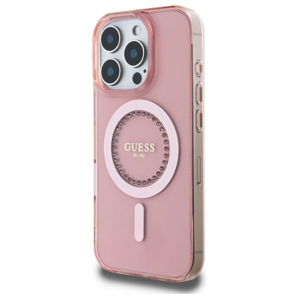 Guess Guhmp16Lpftdtep Iphone 16 Pro 6.3 Różowy/Pink Hardcase Iml Cyrkonie Magsafe