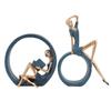 2PCS Resin Figurines Reading A Book Yoga Girl Modern Aesthetic Art Sculptures Bookshelf Bookcase