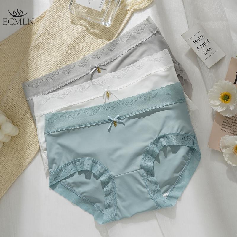 Ice Silk Panties for Women New Bow Seamless Mid-waist Underwear Summer Thin Breathable Pure Cotton Crotch Sexy Briefs