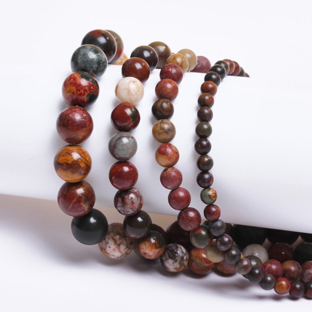 Товары для вечеринок Материалы для изготовления украшений своими руками Бусины из яшмы Пикассо Бусины из натурального камня Бусины россыпью Круглые 4/6/8/10 мм Подвески для рукоделия своими руками