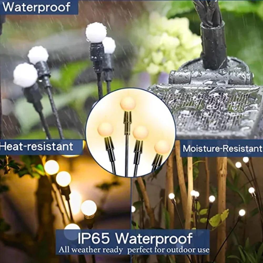 6/8/10 LED Solar Garden Lights Powered Firefly Lights Outdoor Waterproof Vibrant Garden Lights for Patio Pathway Decoration,Warm