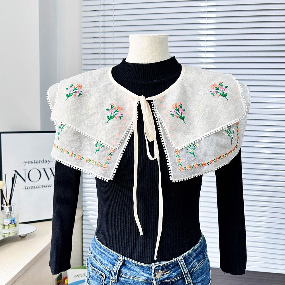 New Chinese Style Stand Lapel False Collar Women Embroidery Faux Half Shirt Blouse Fake Collars Sweater Shirt Detachable Collars