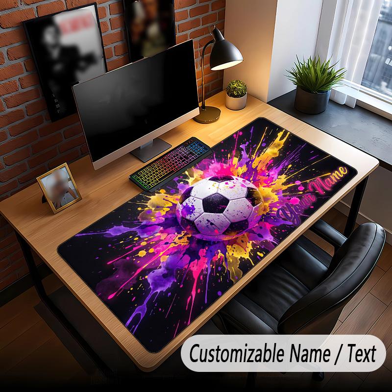 Soccer Theme Custom Mouse Pad Personalized With Name Text Customized Desk Mat For Office Home Decor