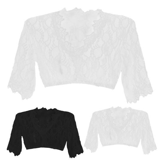 Женский сексуальный прозрачный кружевной бюстгальтер, блузка с v-образным вырезом и длинным рукавом, укороченное кружево