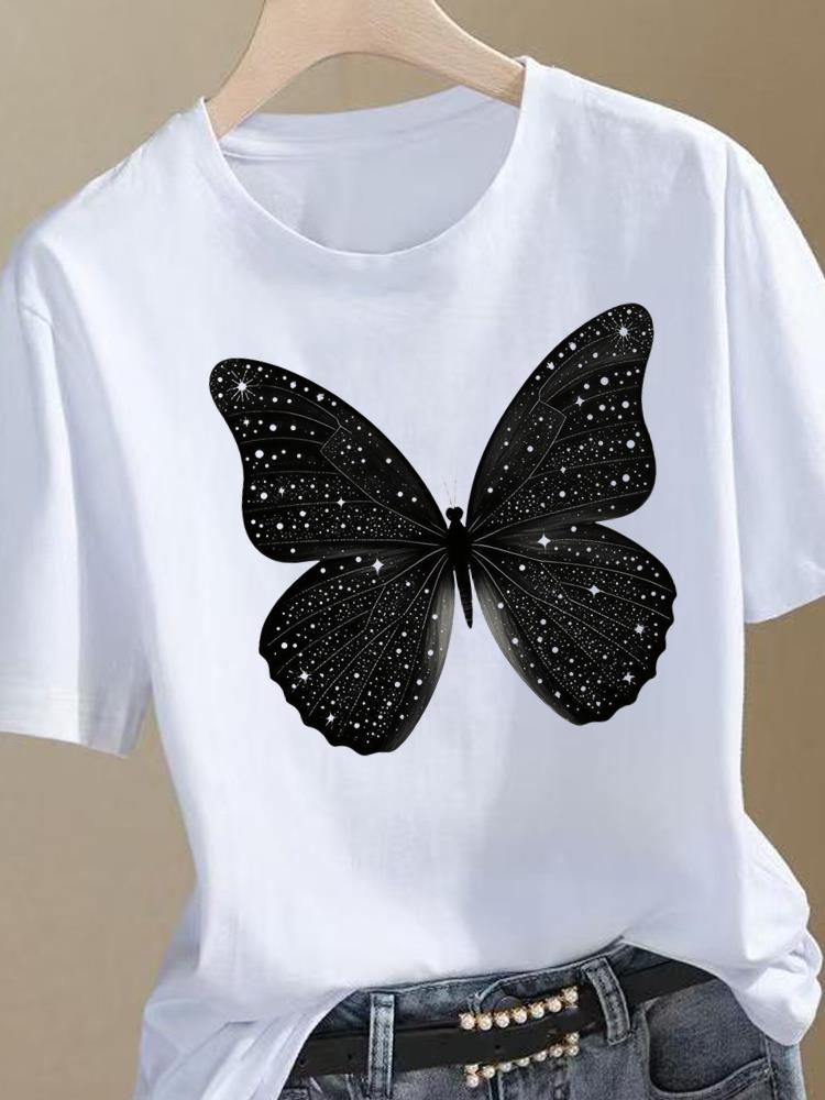 (Asian Size) trend flower sweet Clothing Top Short Sleeve Graphic T-shirts Print Female T Shirt Woman Women Fashion Tee