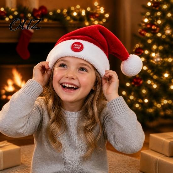 Soft Festive Costume Prop Singing And Dancing Santa Hat, Animated Musical Christmas Hat Swinging Rhythm with Press-to-Activate Motion, Plush