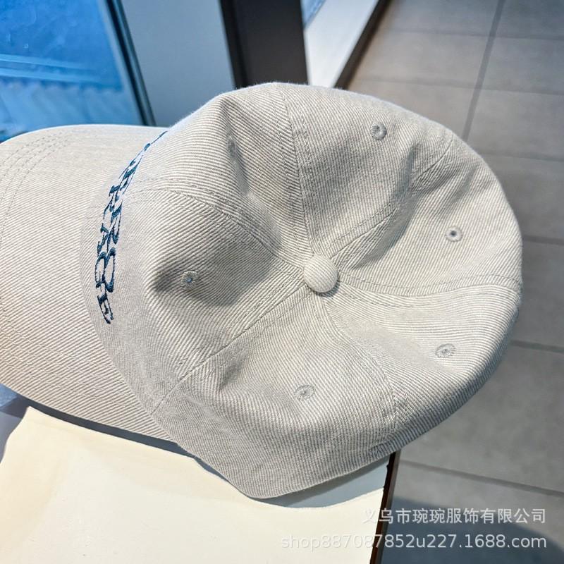 Washed Denim Baseball Cap With Embroidered Letter Design Women Men Outdoor Sport Sun Protection Adjustable Fit