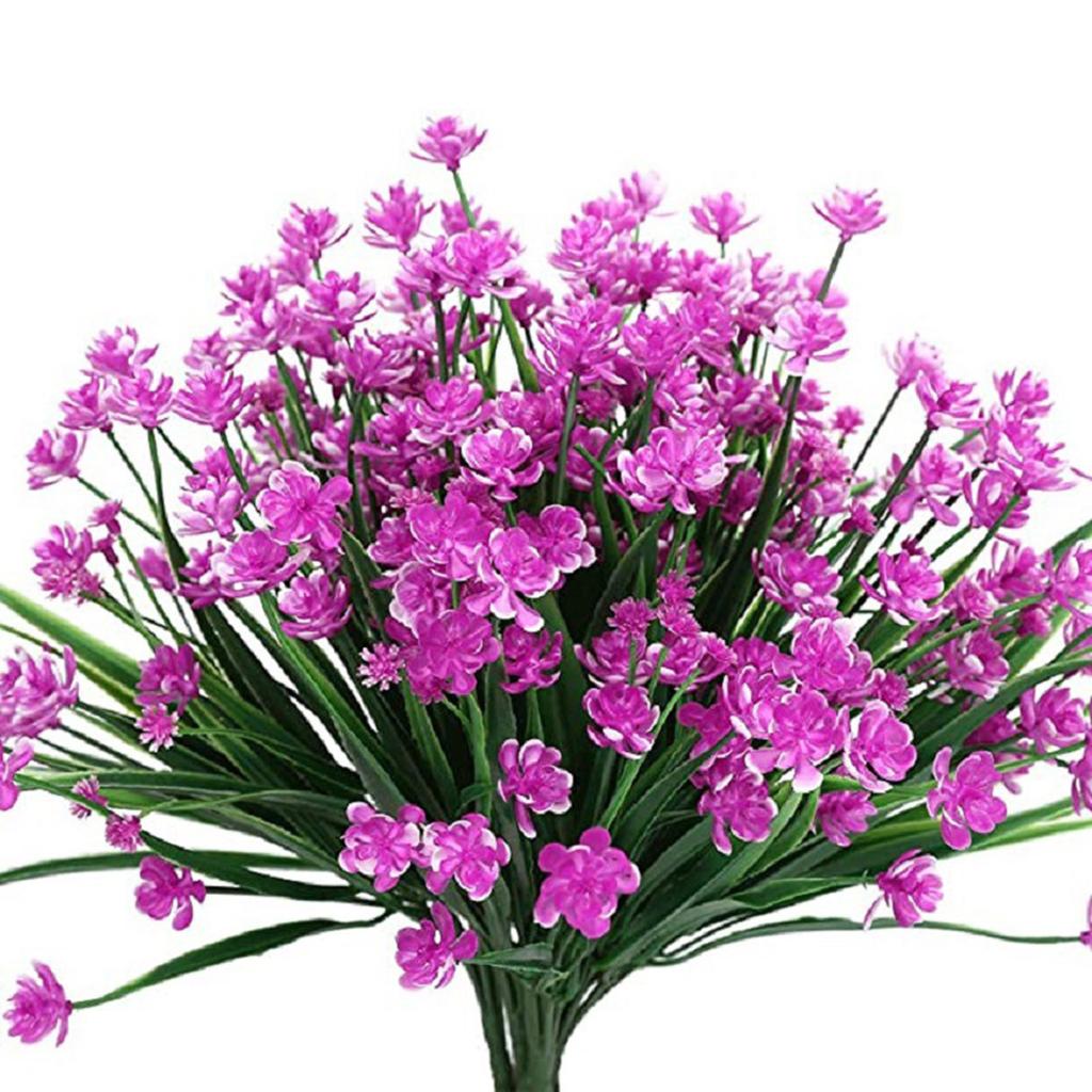 8 связок искусственных искусственных цветов Babysbreath для улицы, устойчивых к ультрафиолетовому излучению, кустарников, растений, искусственный пластик для внутреннего наружного сада, крыльца, оконного ящика, домашнего декора