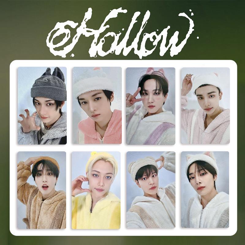 Stray Kids <Пустой> Набор из 8 двусторонних фотокарточек Милый животный головной убор Участник Карточки Ломо Коллекция фанатов K-pop Подарок