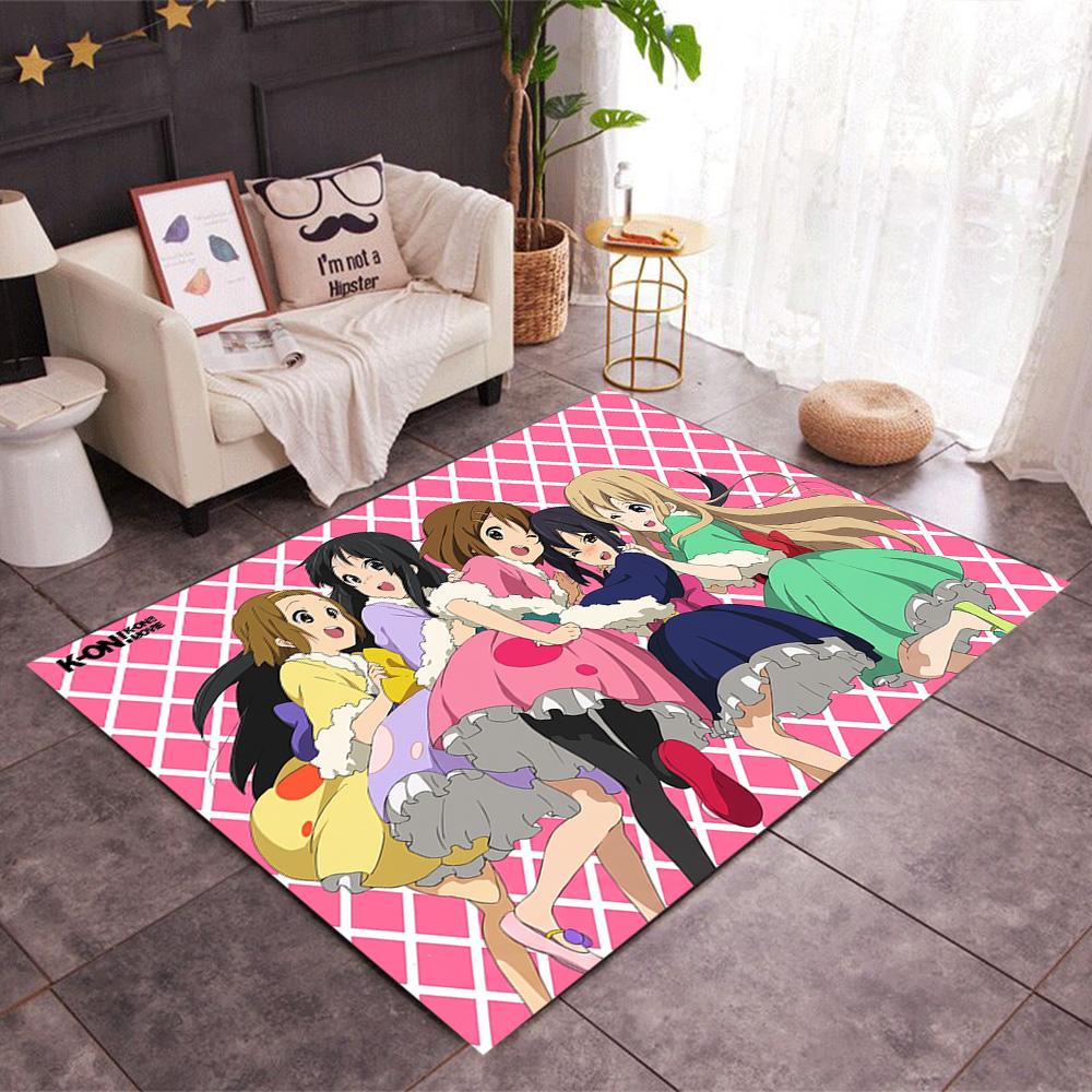 K-on! Group Pose Themed Anti-Slip Rugs - Polyester Home Decor, Suitable for Bedrooms, Living Rooms, Doorways, Studios, and Decorations