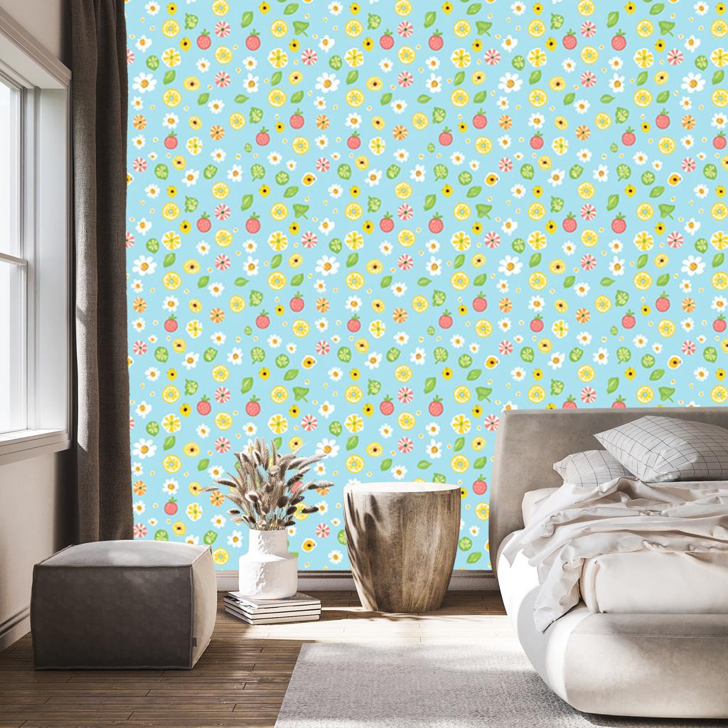 Summer wallpaper celadon and mint for living room and bedroom 50x1000