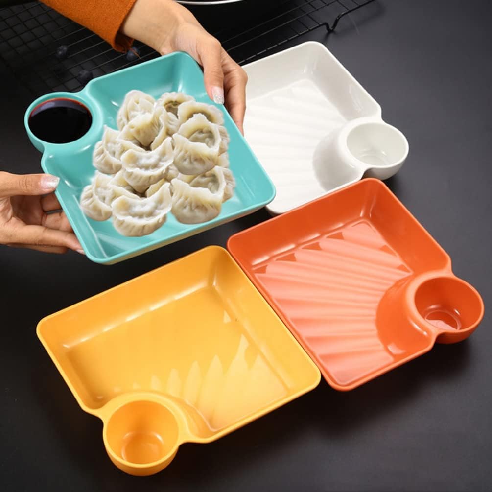 4 шт. тарелки для суши с соусницей, 7,2 дюйма, в японском стиле, тарелки для пельменей для закусок, десертов, салатов, снеков, картофеля фри, микроволновая печь и