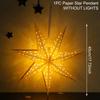 30-75cm Christmas Hollow Star Hanging Ornament Paper Lampshade Window Grille Decor for Home Wedding Holiday Gift