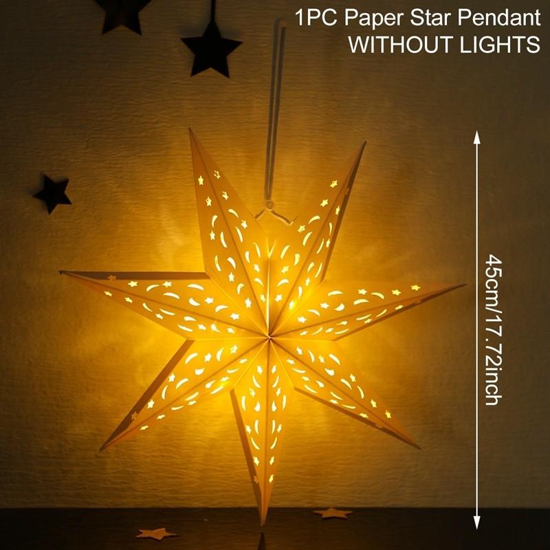 30-75cm Christmas Hollow Star Hanging Ornament Paper Lampshade Window Grille Decor for Home Wedding Holiday Gift