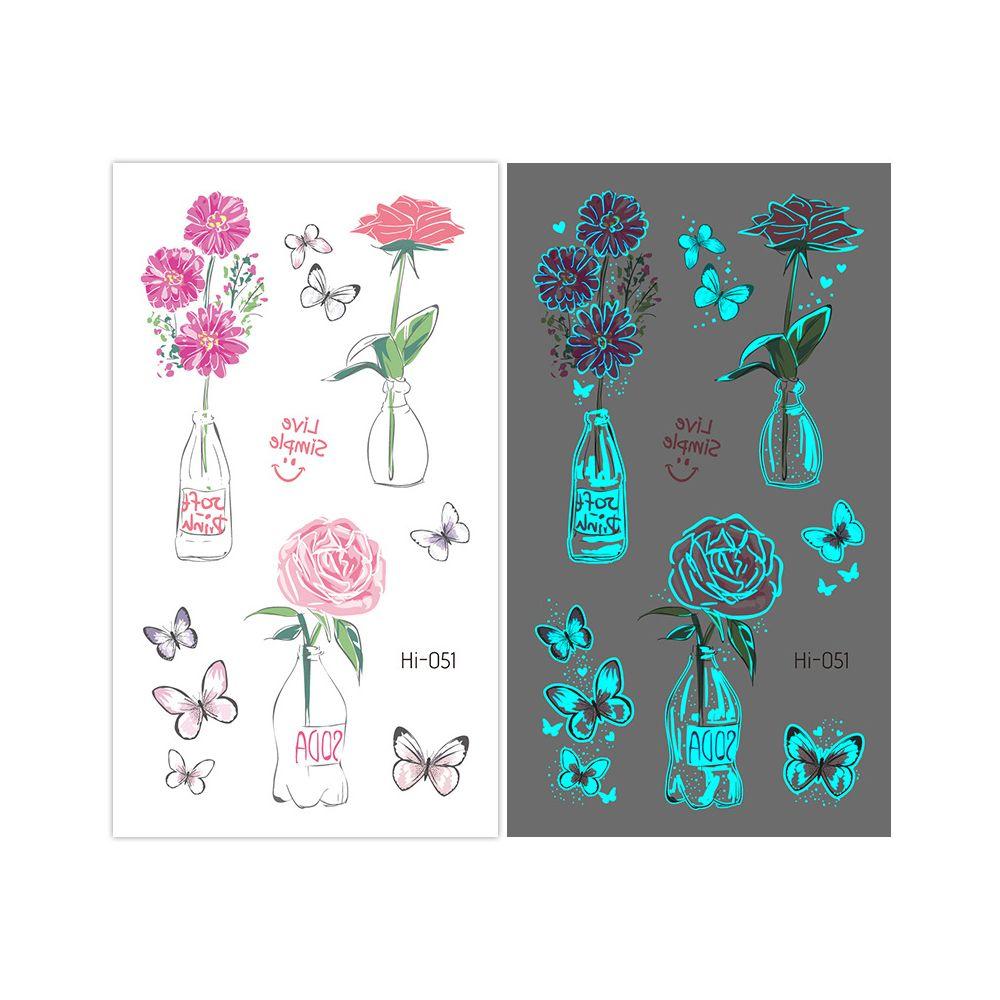 Star Feather Men Women Tattoo Sticker Blue Luminous Fake Tattoo Temporary Tattoos Body Art