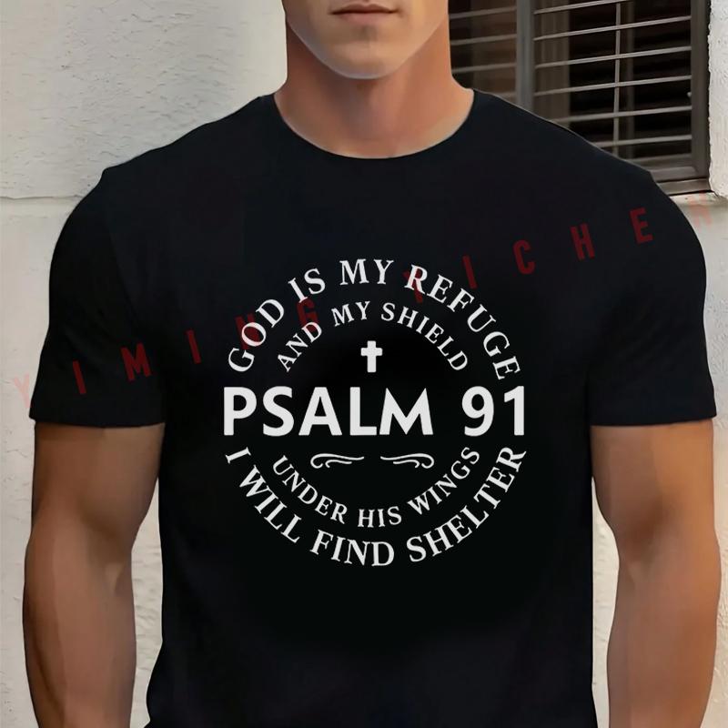 Summer Cotton T-shirt God Ls My Refuge Print Moto Tee Casual Short-sleeve Motorbike Cycling Top