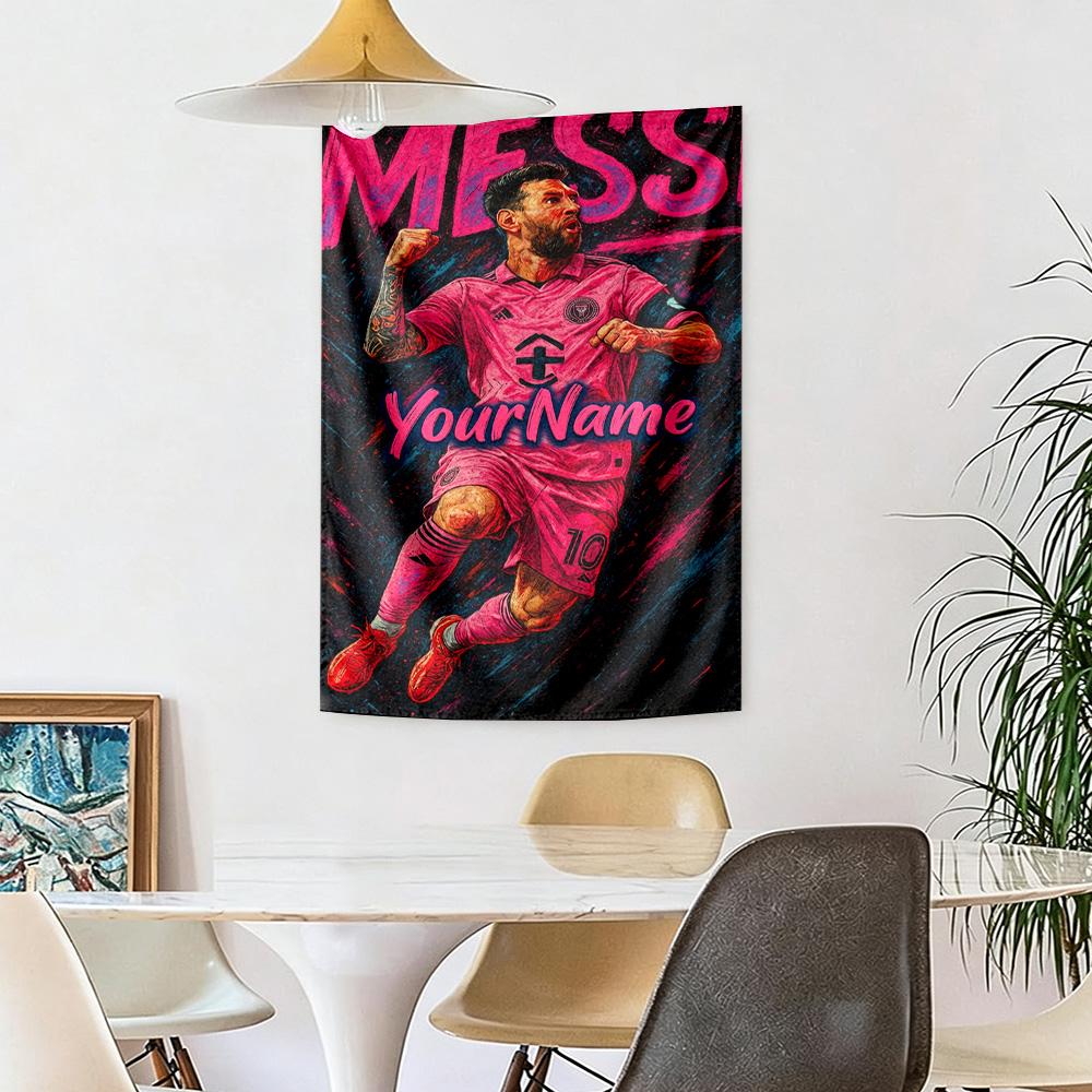 Messi Custom Your Name Wall Decor Tapestry Art For Pet Memorial Birthdaywedding Party Backdrop Family Gift