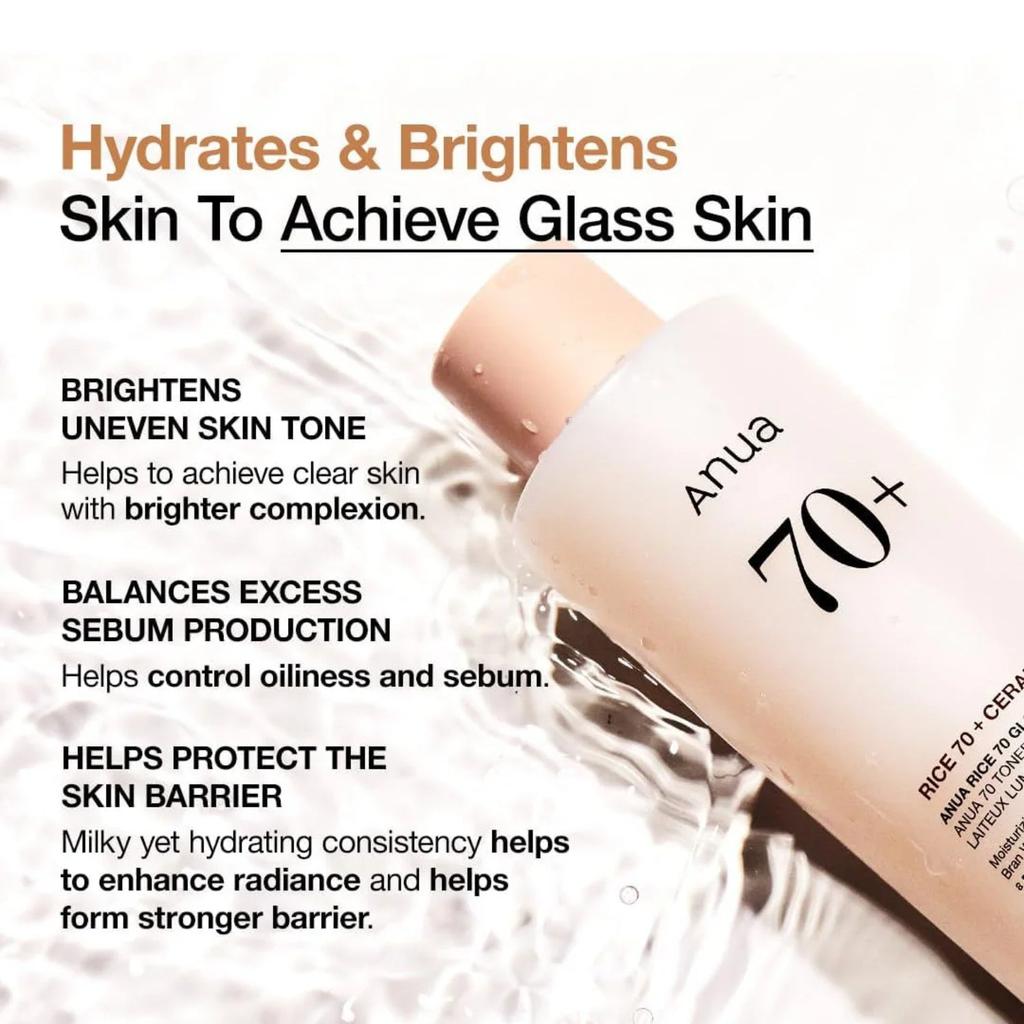 Anua Rice 70 Glow Milky Toner 250ml + RANDOM GIFT
