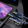 Сверхбыстрый зарядный кабель 60/100 Вт, 6 А, двойной Type-C, со светодиодным цифровым дисплеем – Совместим с Samsung, Apple, Xiaomi и PD-зарядными устройствами