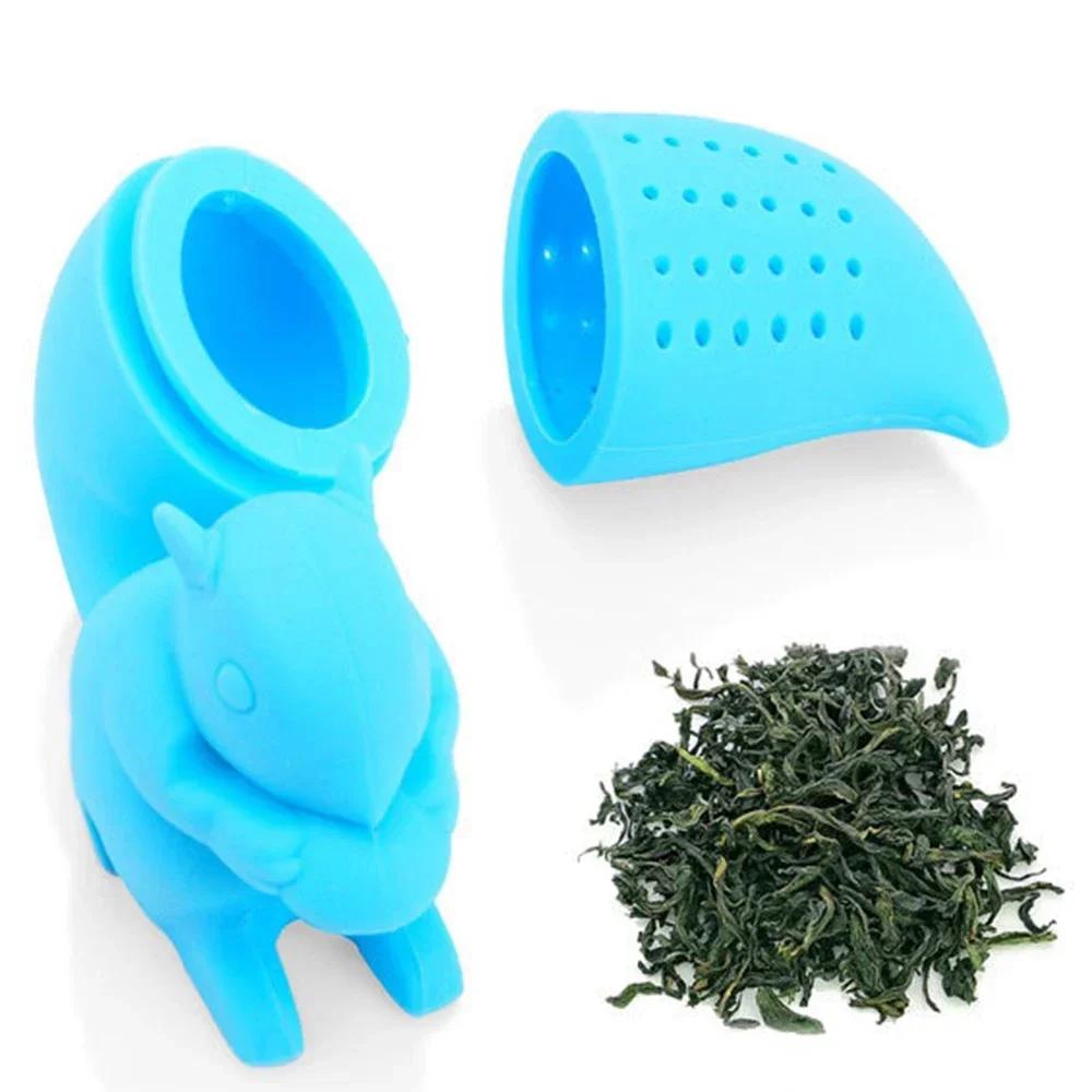 Silicone Tea Strainer Cute Squirrel Shape Tea Infuser Reusable Herbal Spice Filter Brewing Tea Device Kitchen Teapot Accessories