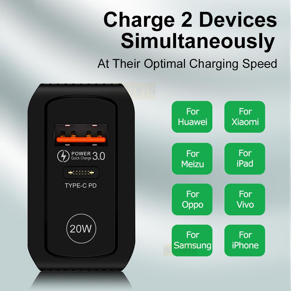 Быстрое зарядное устройство для мобильных телефонов QC3.0+PD20W - Штекер EU/UK